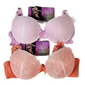 Hers by Herman Lace Bras 2Pc Sz 34C
